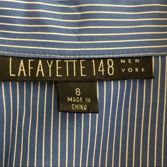 Sz M (8) Blue Lafayette 148  Blouse - Picture 7 of 9